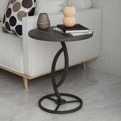 Contemporary Sintered Stone Steel End Table