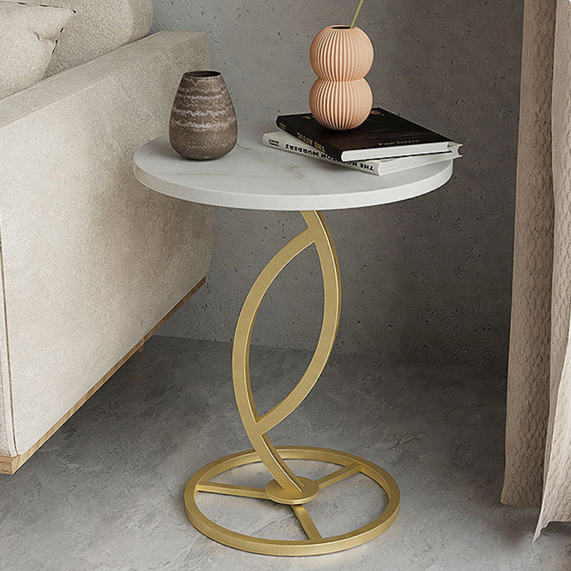 Contemporary Sintered Stone Steel End Table