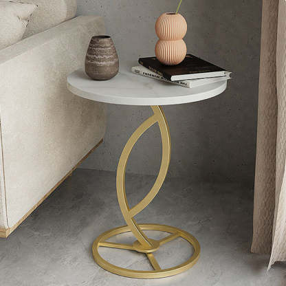 Contemporary Sintered Stone Steel End Table