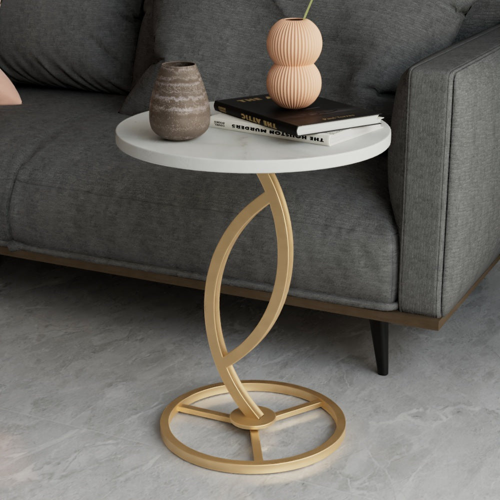 Contemporary Sintered Stone Steel End Table
