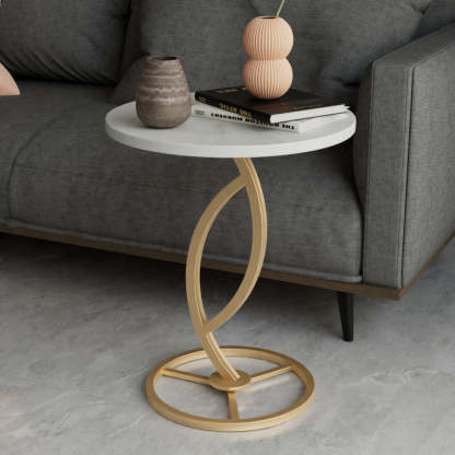 Contemporary Sintered Stone Steel End Table