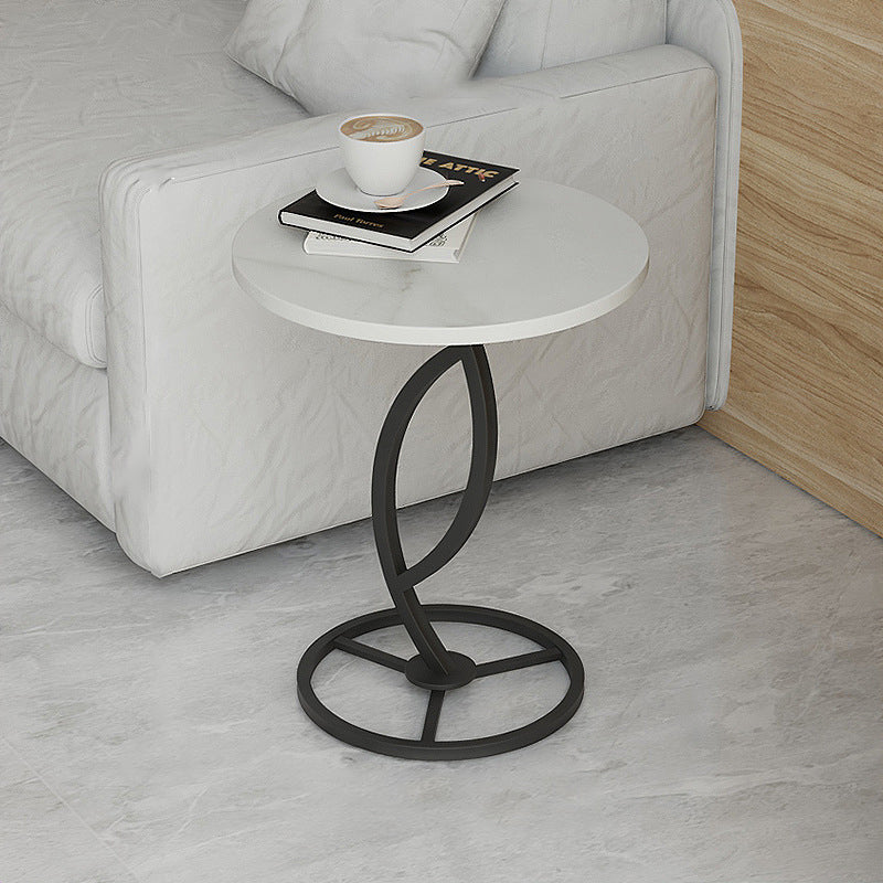 Contemporary Sintered Stone Steel End Table