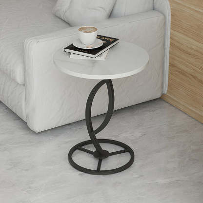 Contemporary Sintered Stone Steel End Table