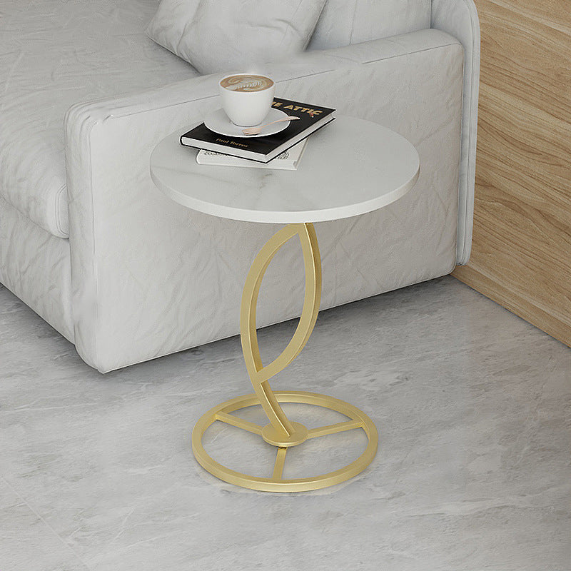 Contemporary Sintered Stone Steel End Table
