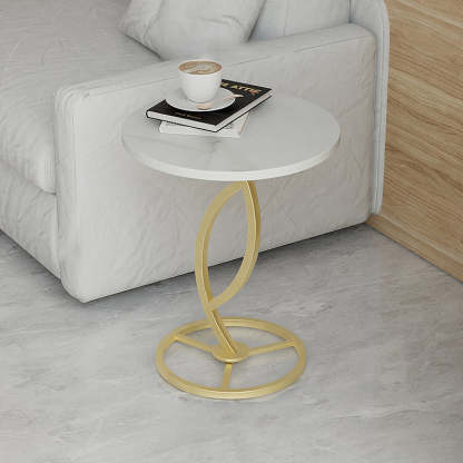 Contemporary Sintered Stone Steel End Table