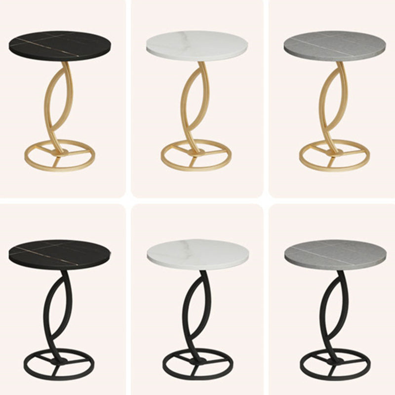 Contemporary Sintered Stone Steel End Table