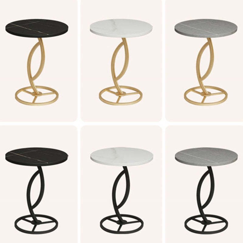 Contemporary Sintered Stone Steel End Table
