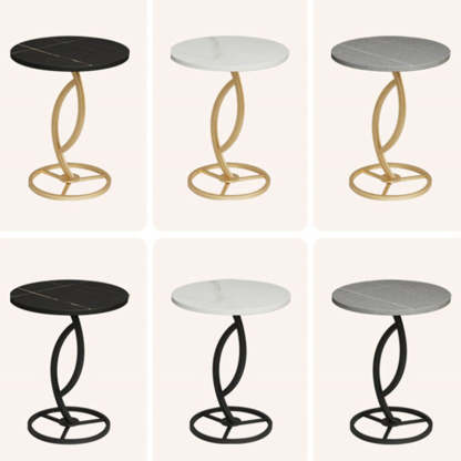 Contemporary Sintered Stone Steel End Table