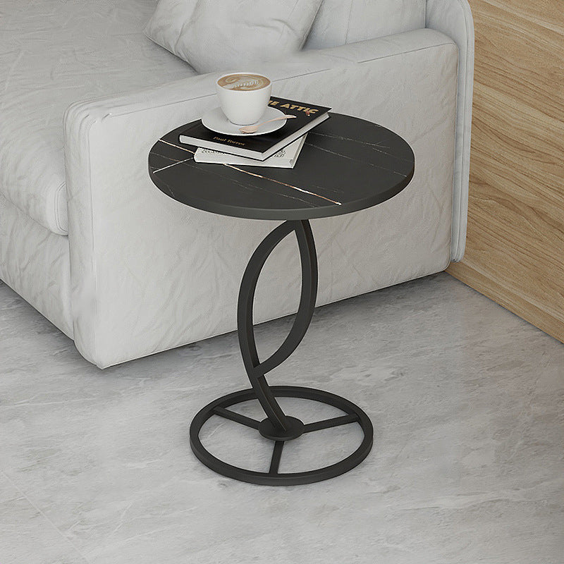 Contemporary Sintered Stone Steel End Table