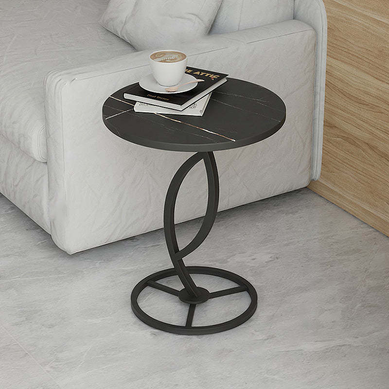 Contemporary Sintered Stone Steel End Table