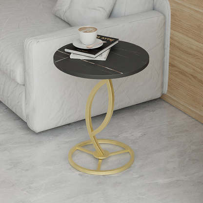 Contemporary Sintered Stone Steel End Table