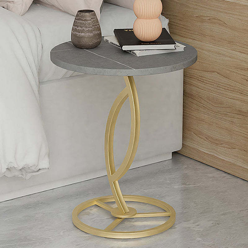 Contemporary Sintered Stone Steel End Table