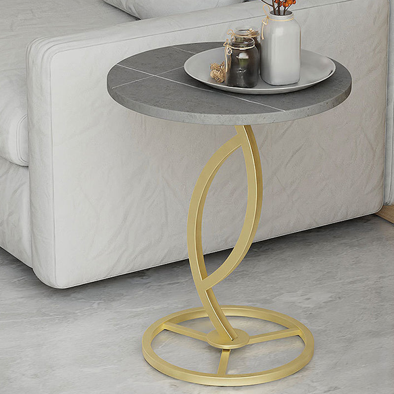 Contemporary Sintered Stone Steel End Table