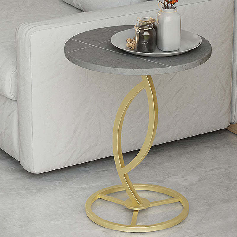 Contemporary Sintered Stone Steel End Table