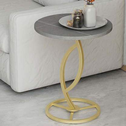 Contemporary Sintered Stone Steel End Table