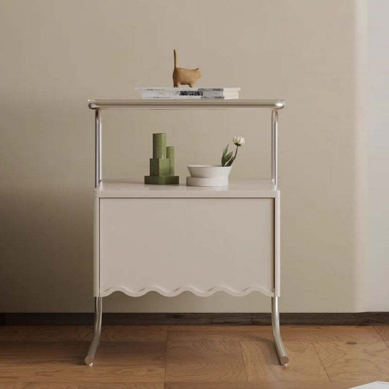 Nordic Glass Top Solid Wood Nightstand — White