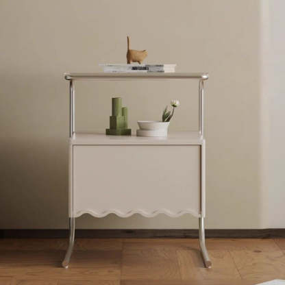 Nordic Glass Top Solid Wood Nightstand — White