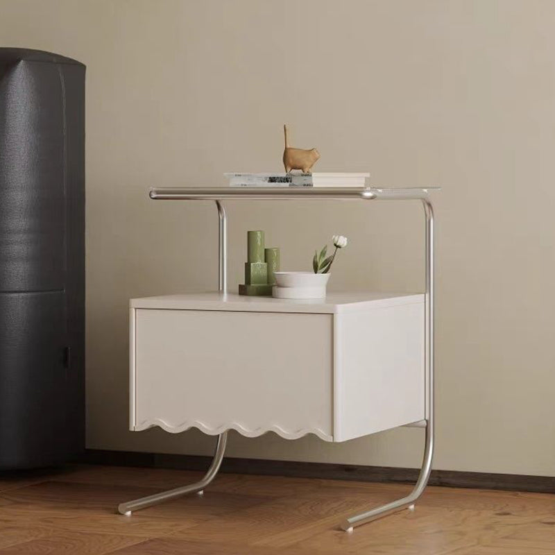 Lighom nordic top solid glass wood metal nightstands