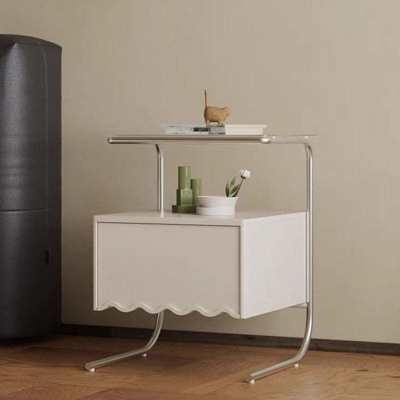 Nordic Glass Top Solid Wood Nightstand