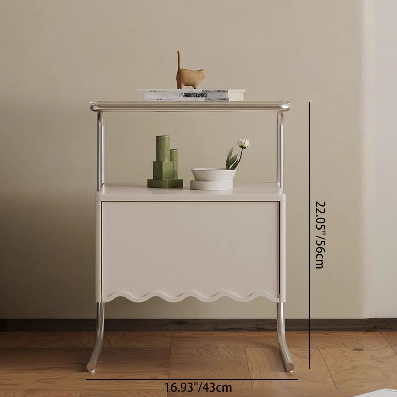 Nordic Glass Top Solid Wood Nightstand