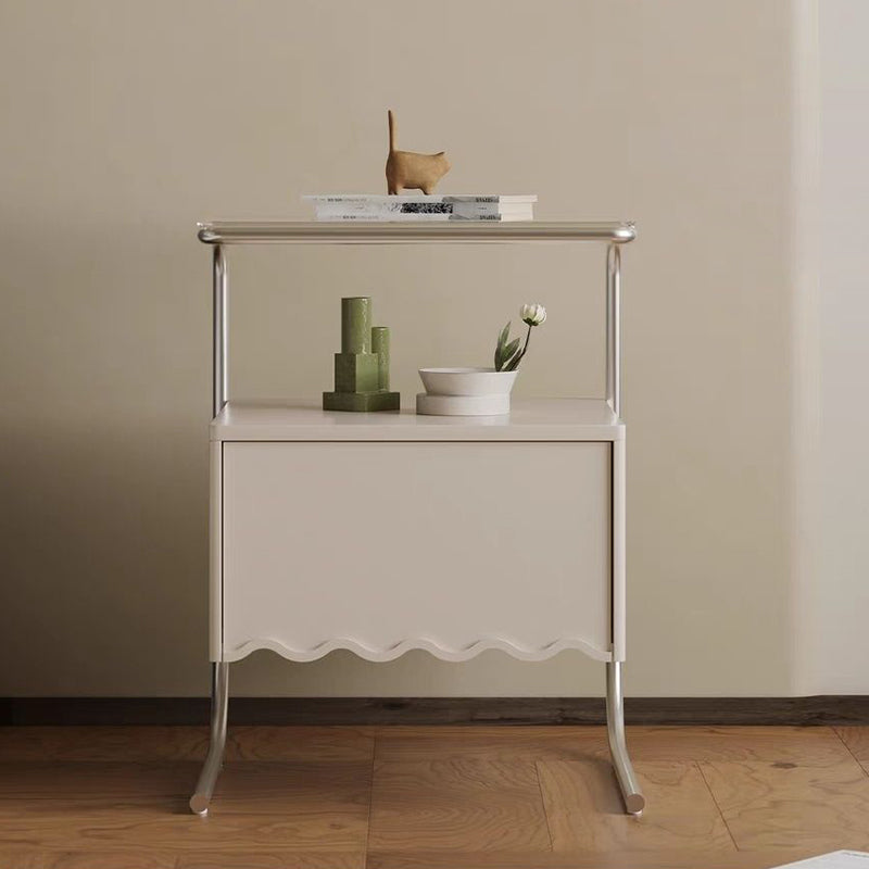 Nordic Glass Top Solid Wood Nightstand