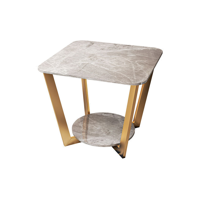 Contemporary Sintered Stone Metal End Table