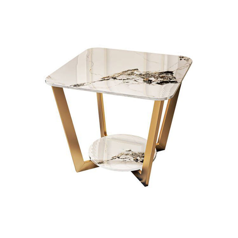 Contemporary Sintered Stone Metal End Table