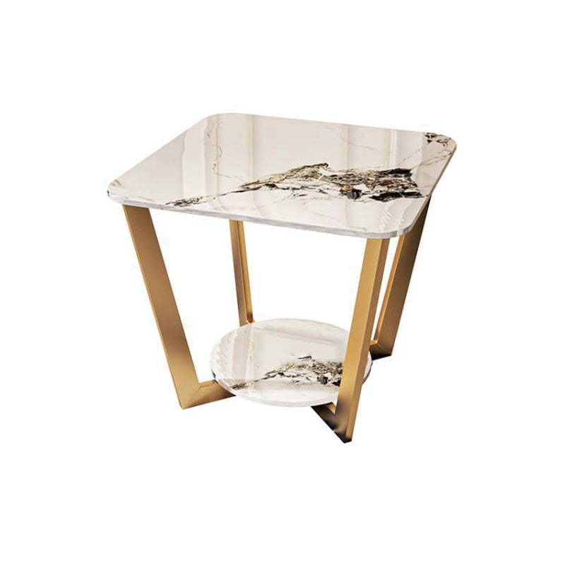 Contemporary Sintered Stone Metal End Table
