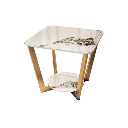 Contemporary Sintered Stone Metal End Table
