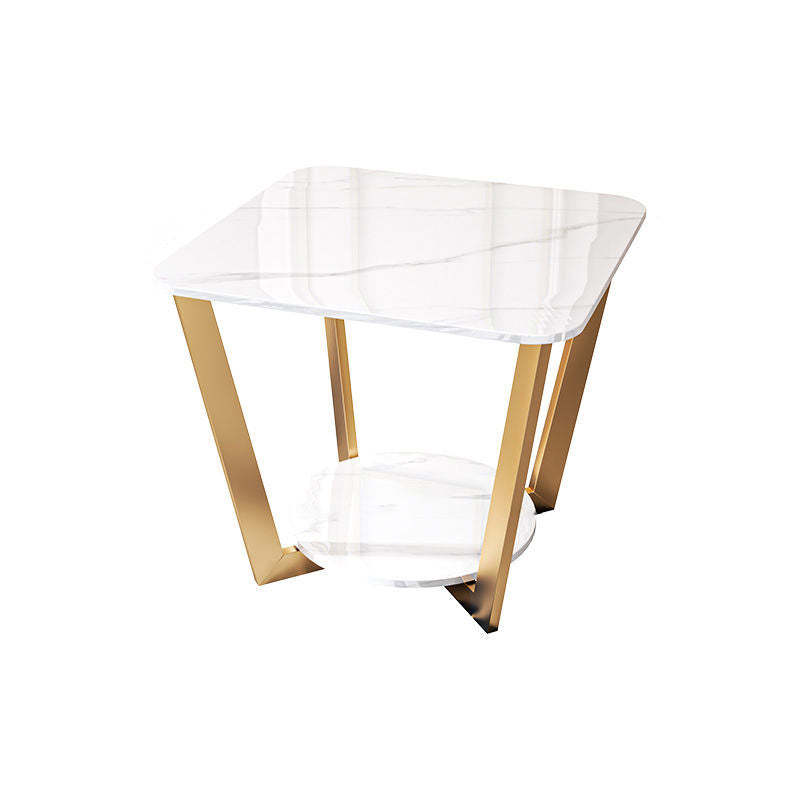 Contemporary Sintered Stone Metal End Table