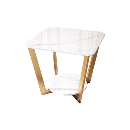 Contemporary Sintered Stone Metal End Table