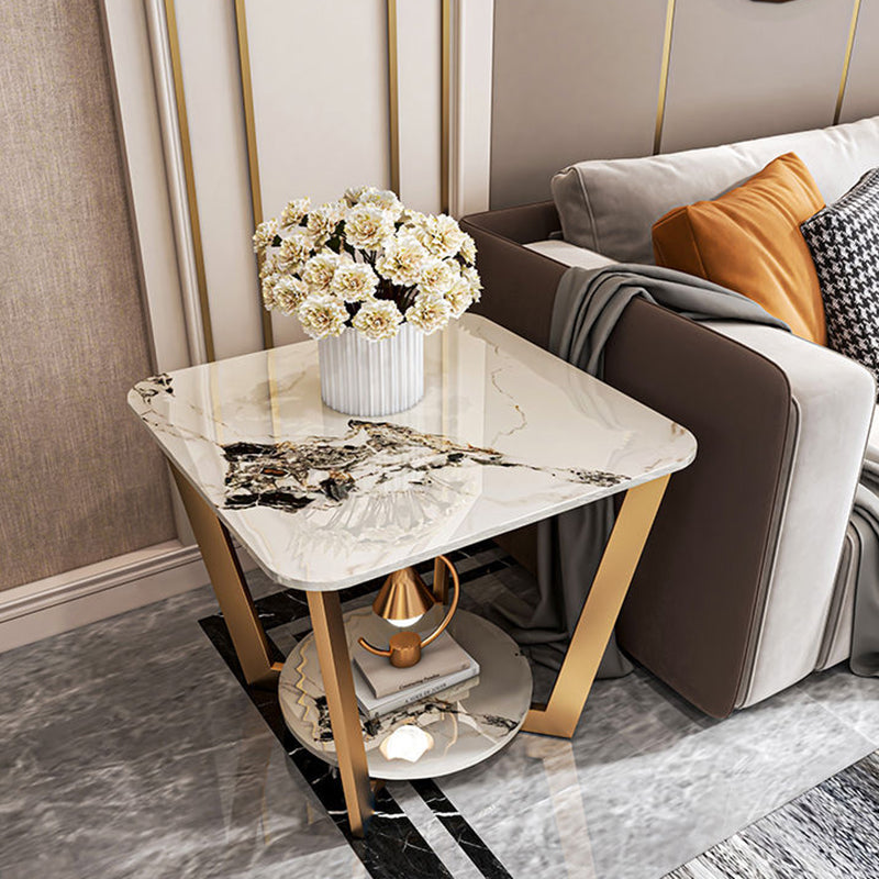 Contemporary Sintered Stone Metal End Table — B