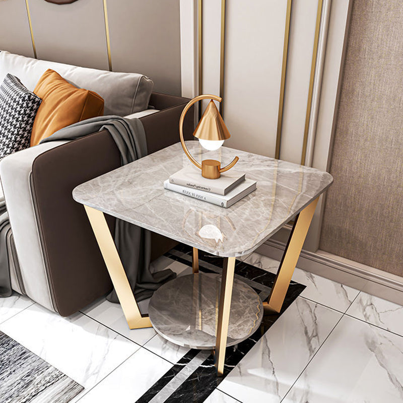 Contemporary Sintered Stone Metal End Table
