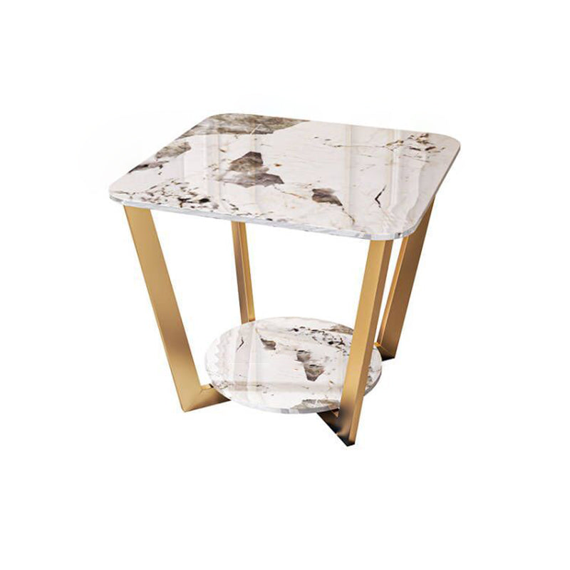 Contemporary Sintered Stone Metal End Table