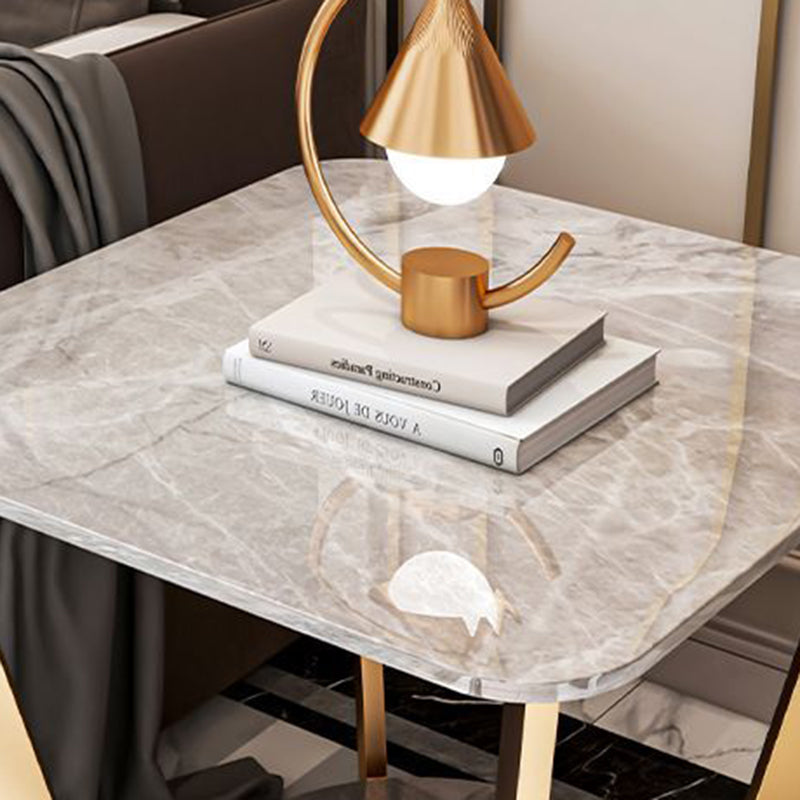 Contemporary Sintered Stone Metal End Table — C