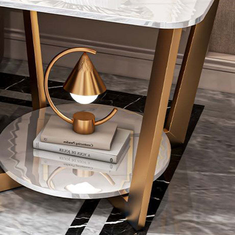 Contemporary Sintered Stone Metal End Table