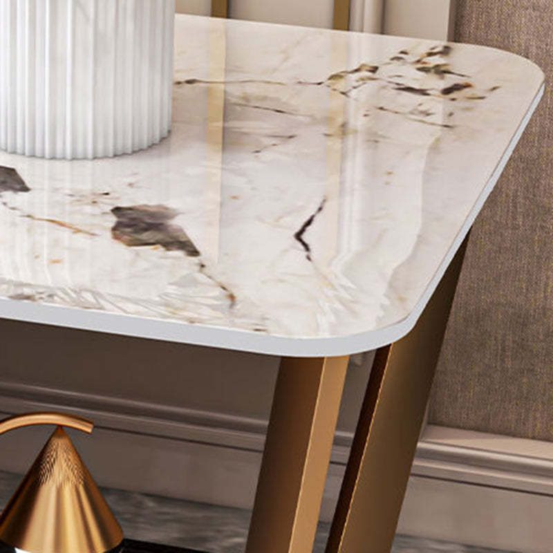 Contemporary Sintered Stone Metal End Table