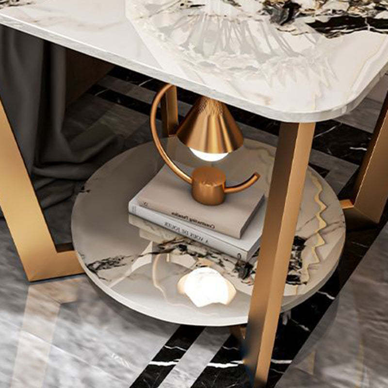 Contemporary Sintered Stone Metal End Table