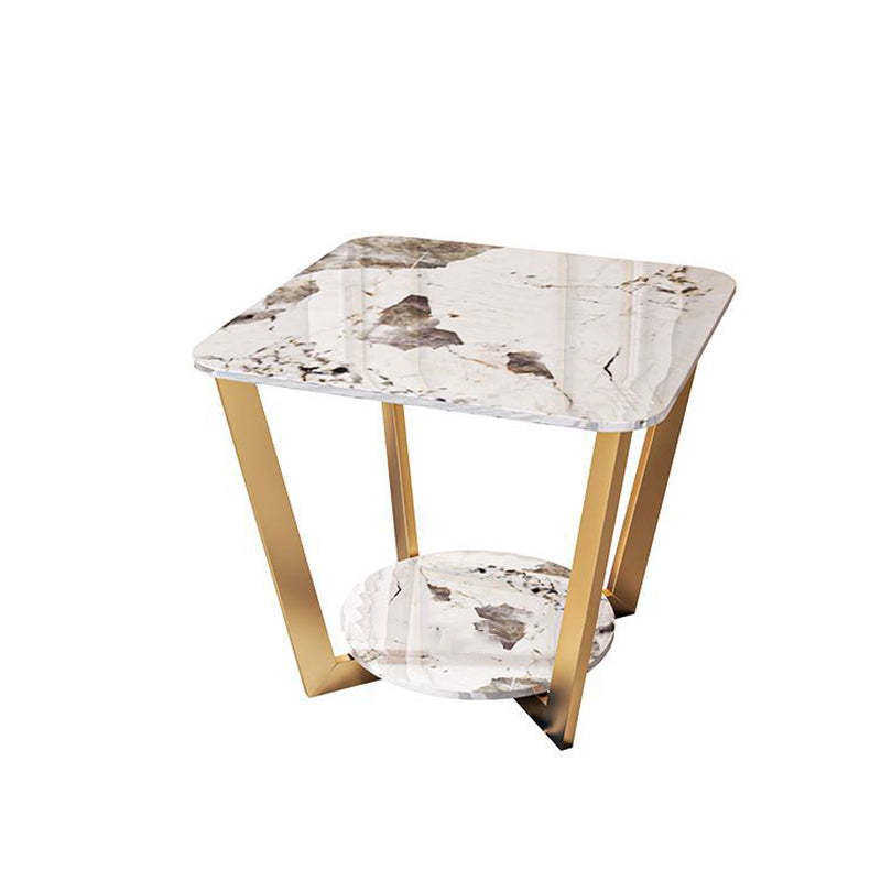 Contemporary Sintered Stone Metal End Table