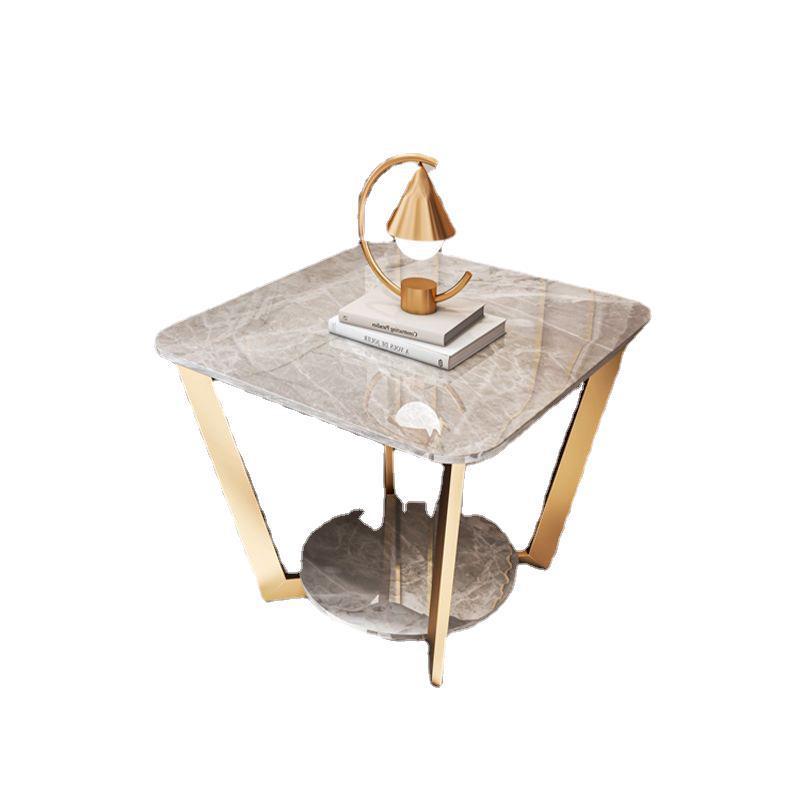 Contemporary Sintered Stone Metal End Table