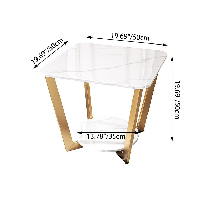 Contemporary Sintered Stone Metal End Table — D