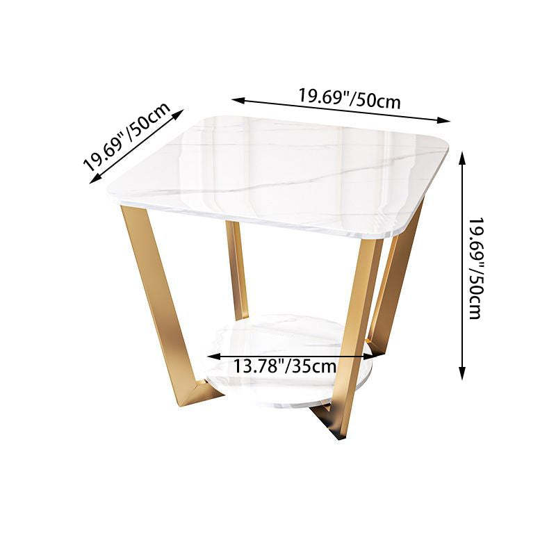 Contemporary Sintered Stone Metal End Table — D