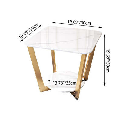 Contemporary Sintered Stone Metal End Table — D