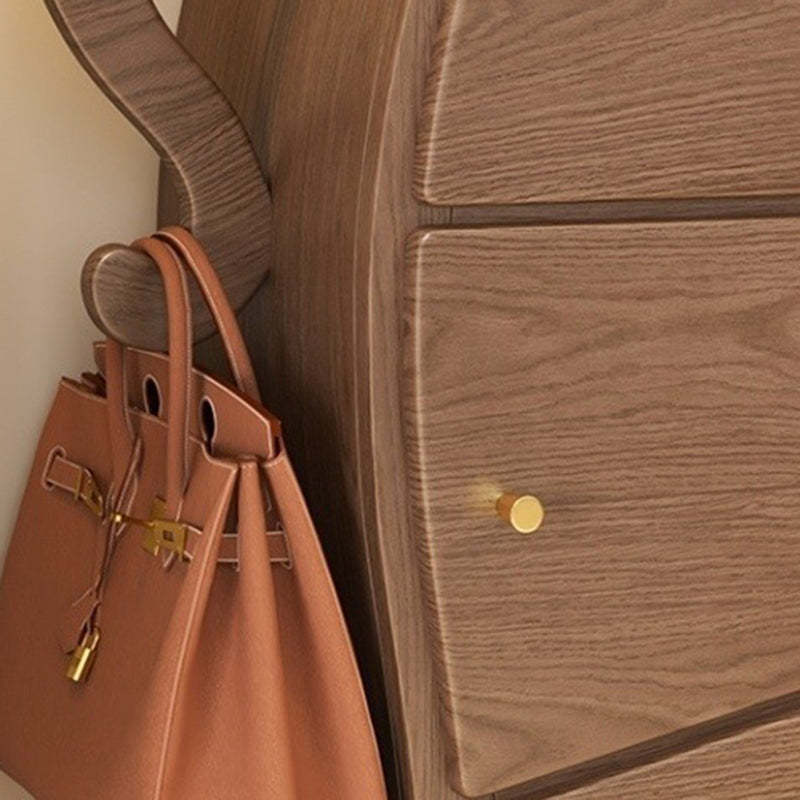 Contemporary Curved Solid Wood 5-Drawer End Table