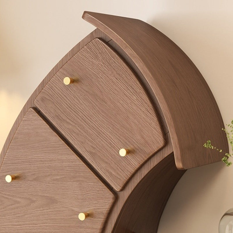 Contemporary Curved Solid Wood 5-Drawer End Table