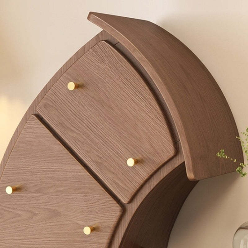 Contemporary Curved Solid Wood 5-Drawer End Table