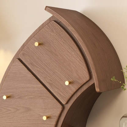 Contemporary Curved Solid Wood 5-Drawer End Table