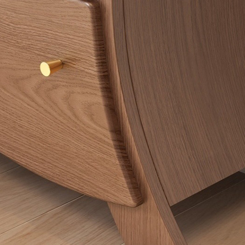 Contemporary Curved Solid Wood 5-Drawer End Table