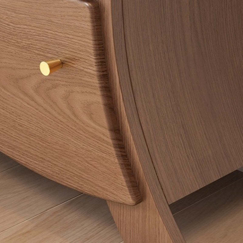 Contemporary Curved Solid Wood 5-Drawer End Table