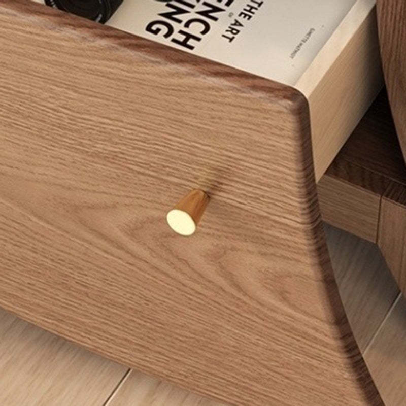Contemporary Curved Solid Wood 5-Drawer End Table